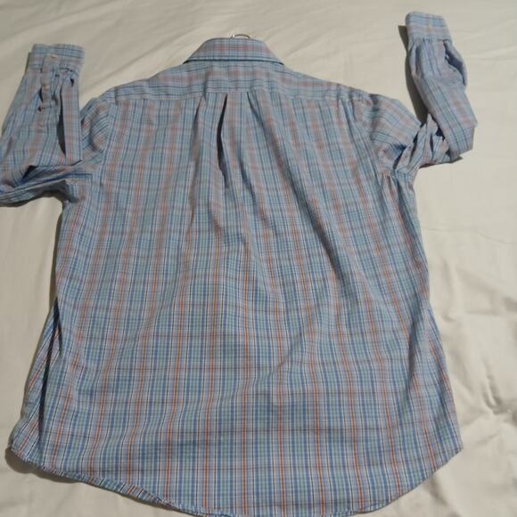 Lauren Ralph Lauren 17x34/35 Long-sleeved blue plaid button-up regular fit - Picture 7 of 14